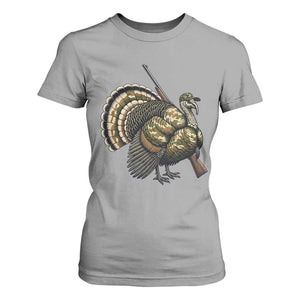 Funny Camo Turkey Hunter Rifle Gift T Shirt For Women TS12 Sport Gray Print Your Wear