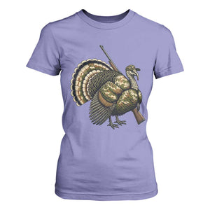 Funny Camo Turkey Hunter Rifle Gift T Shirt For Women TS12 Violet Print Your Wear