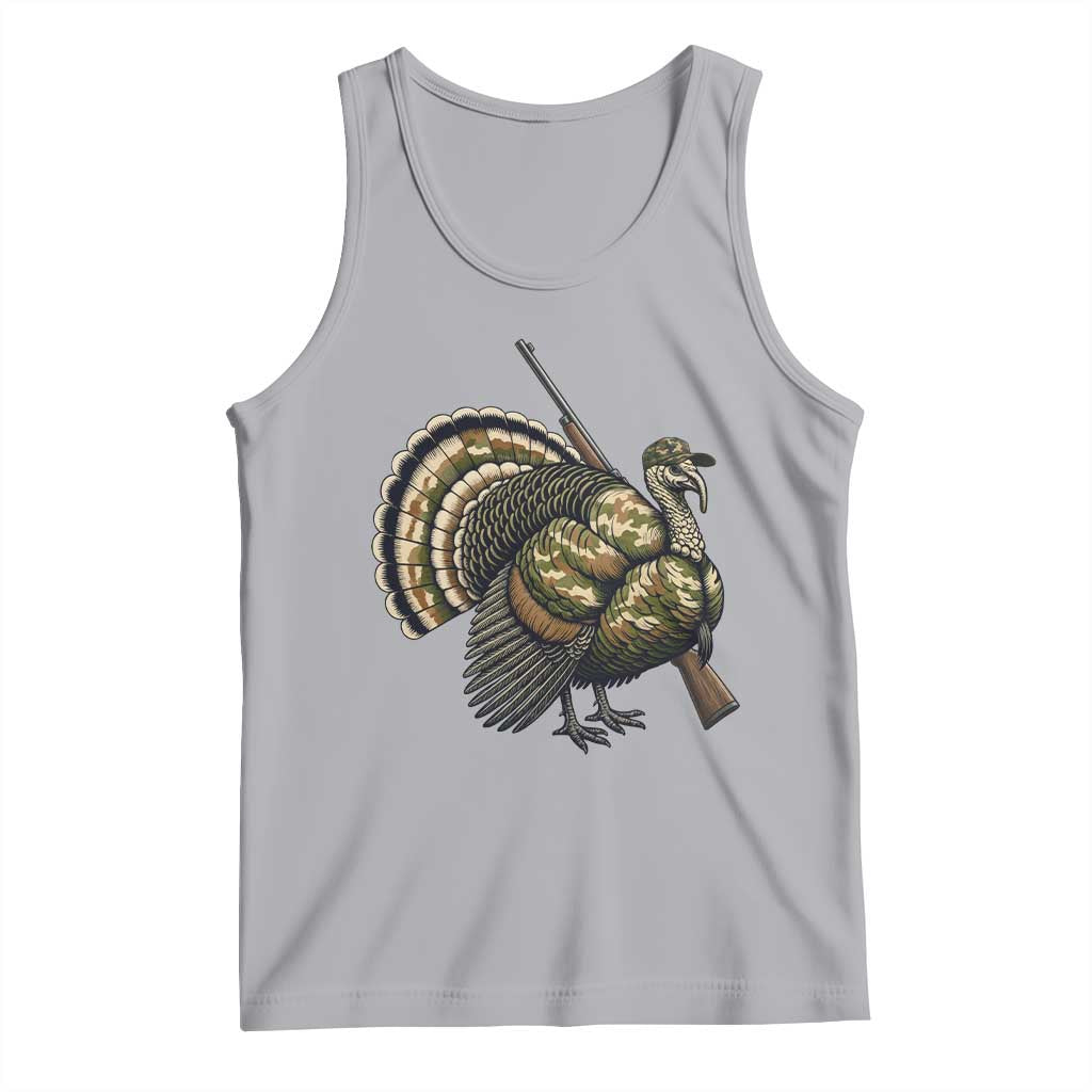 Funny Camo Turkey Hunter Rifle Gift Tank Top TS12 Athletic Heather Print Your Wear