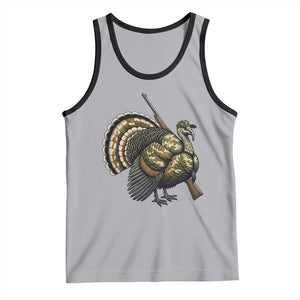 Funny Camo Turkey Hunter Rifle Gift Tank Top TS12 Athletic Heather Black Print Your Wear