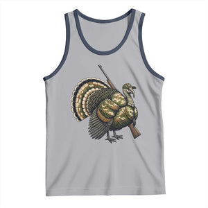 Funny Camo Turkey Hunter Rifle Gift Tank Top TS12 Athletic Heather Navy Print Your Wear