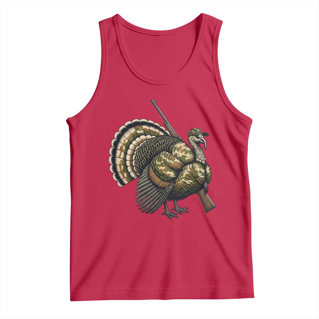 Funny Camo Turkey Hunter Rifle Gift Tank Top TS12 Red Print Your Wear