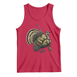 Funny Camo Turkey Hunter Rifle Gift Tank Top TS12 Red Print Your Wear