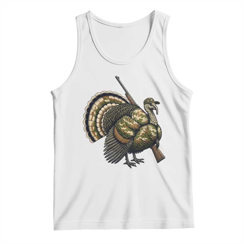 Funny Camo Turkey Hunter Rifle Gift Tank Top TS12 White Print Your Wear