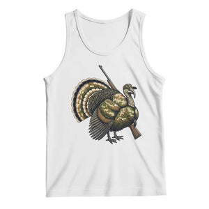 Funny Camo Turkey Hunter Rifle Gift Tank Top TS12 White Print Your Wear