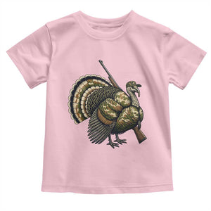 Funny Camo Turkey Hunter Rifle Gift Toddler T Shirt TS12 Light Pink Print Your Wear