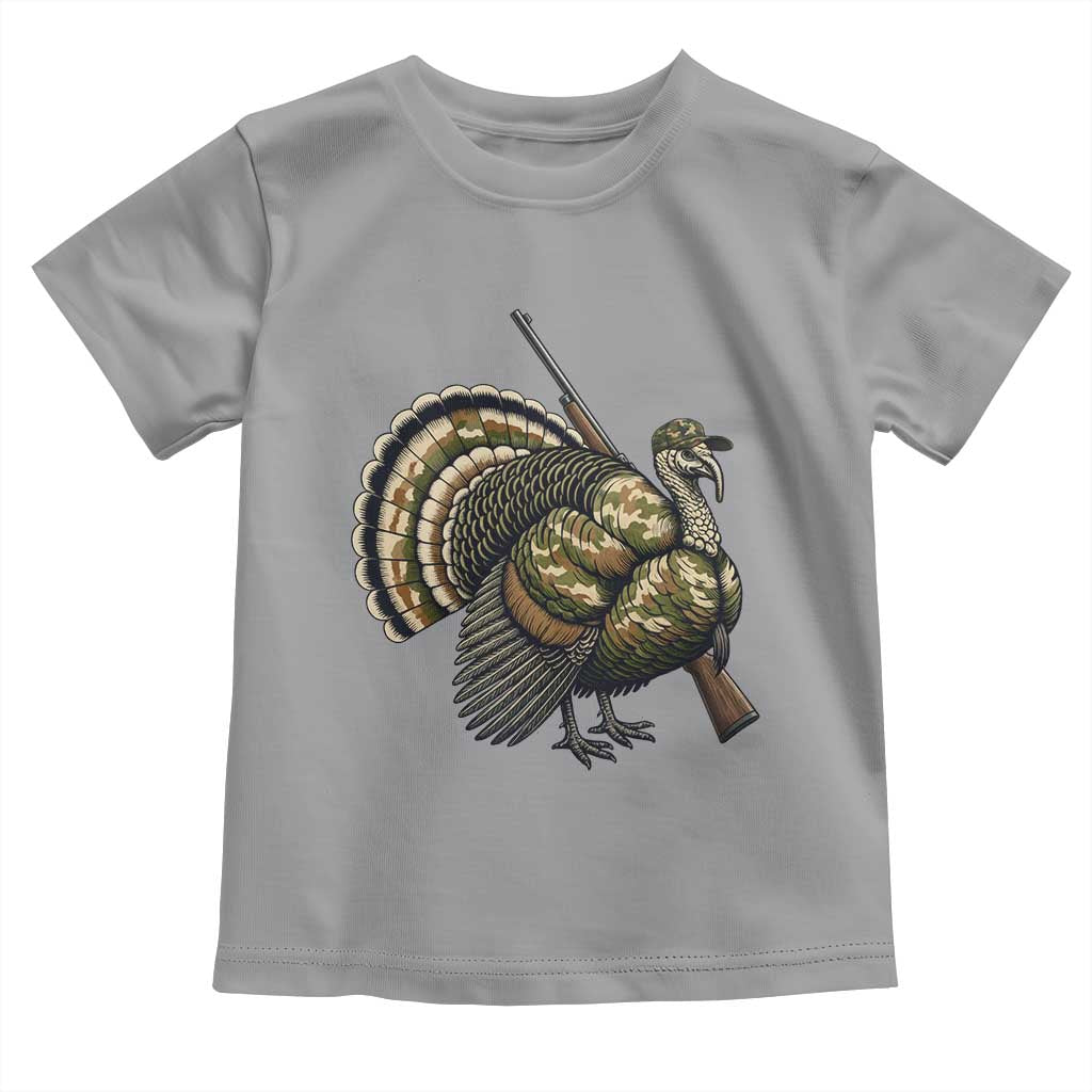 Funny Camo Turkey Hunter Rifle Gift Toddler T Shirt TS12 Sport Gray Print Your Wear