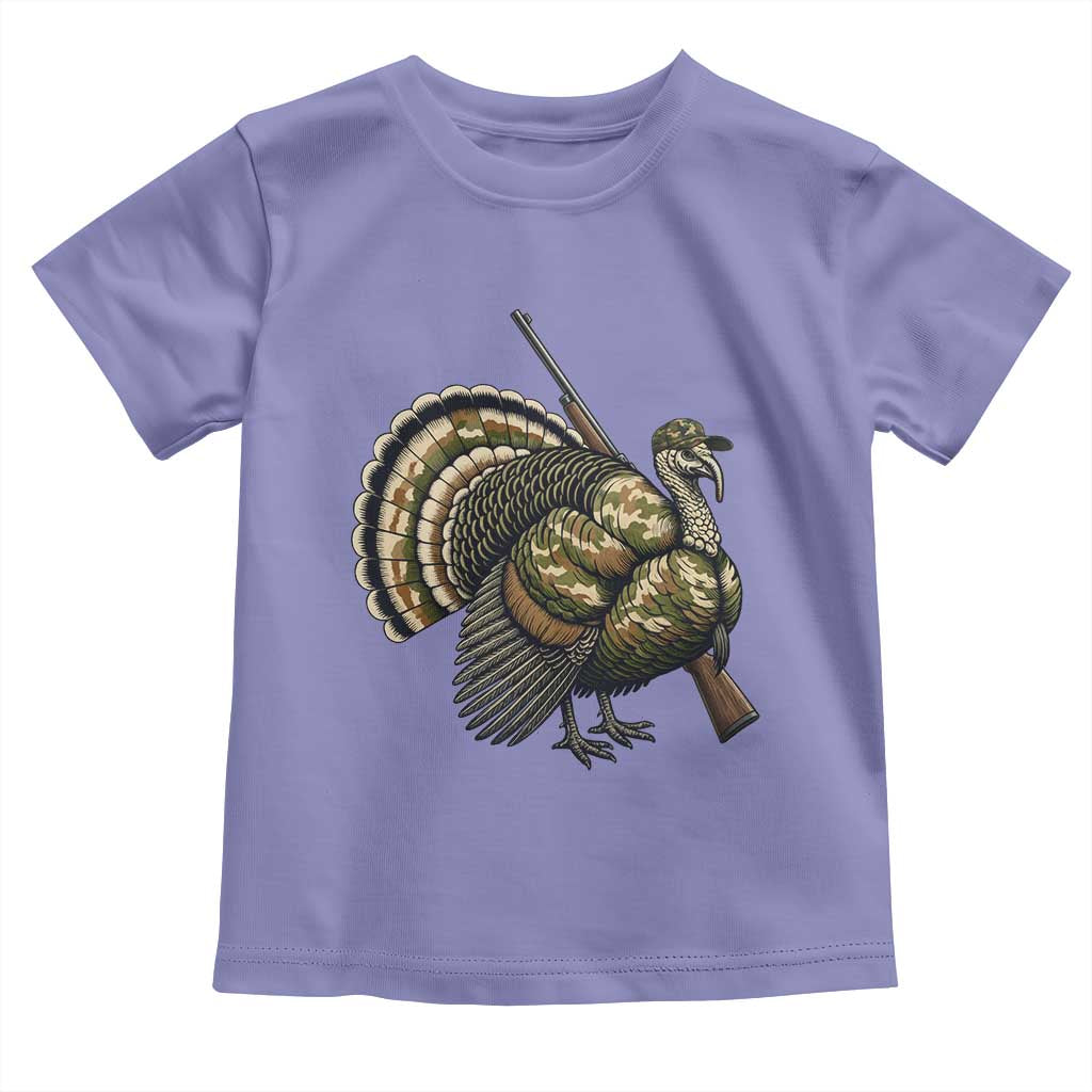 Funny Camo Turkey Hunter Rifle Gift Toddler T Shirt TS12 Violet Print Your Wear