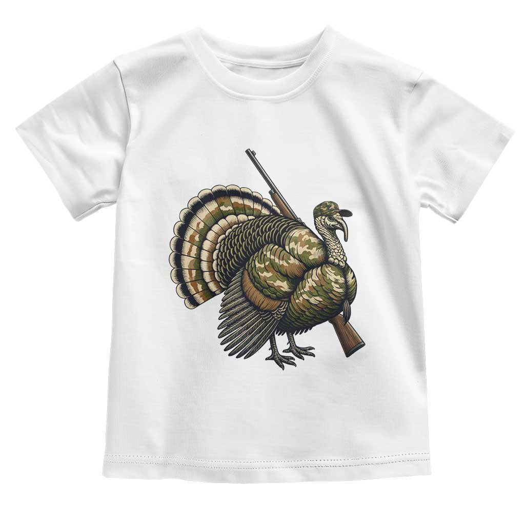 Funny Camo Turkey Hunter Rifle Gift Toddler T Shirt TS12 White Print Your Wear