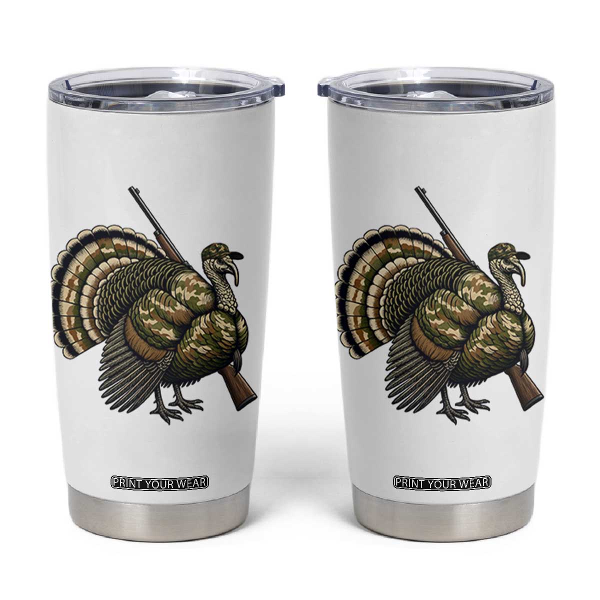 Funny Camo Turkey Hunter Rifle Gift Tumbler Cup - Print Your Wear