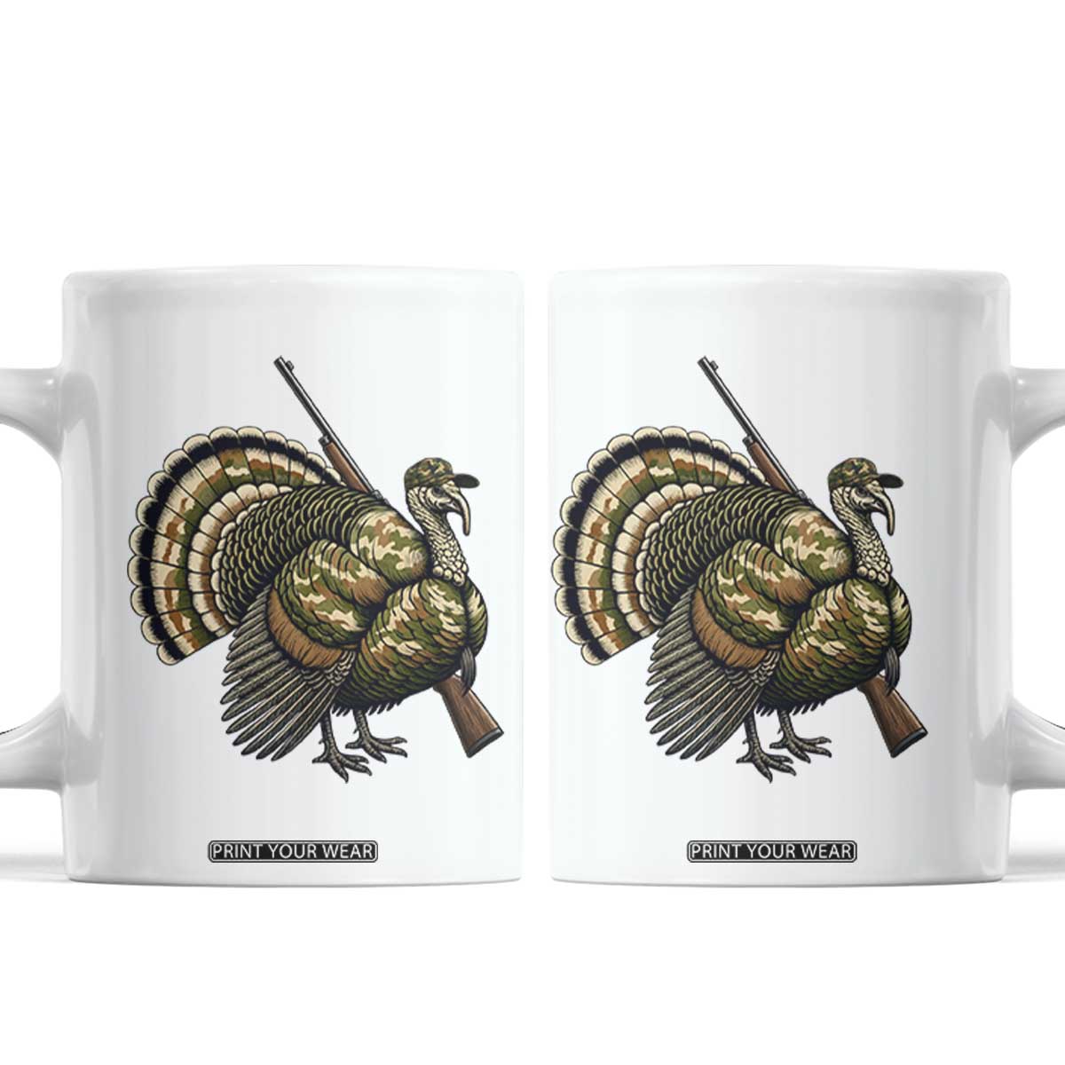 Funny Camo Turkey Hunter Rifle Gift Coffee Mug TS12 White Print Your Wear