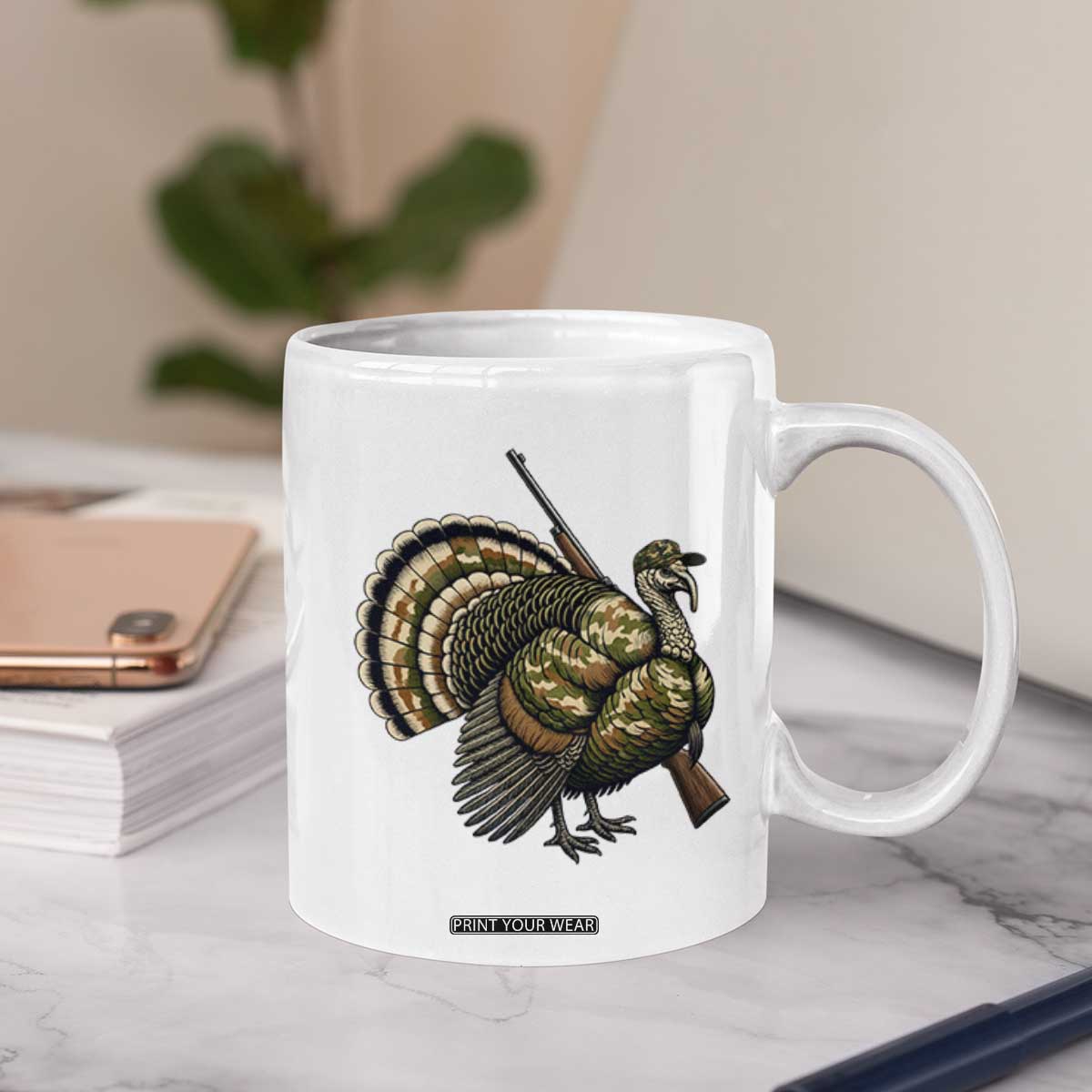 Funny Camo Turkey Hunter Rifle Gift Coffee Mug TS12 Print Your Wear