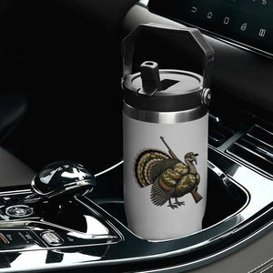 Funny Camo Turkey Hunter Rifle Gift Flip Straw Tumbler TS12 Print Your Wear