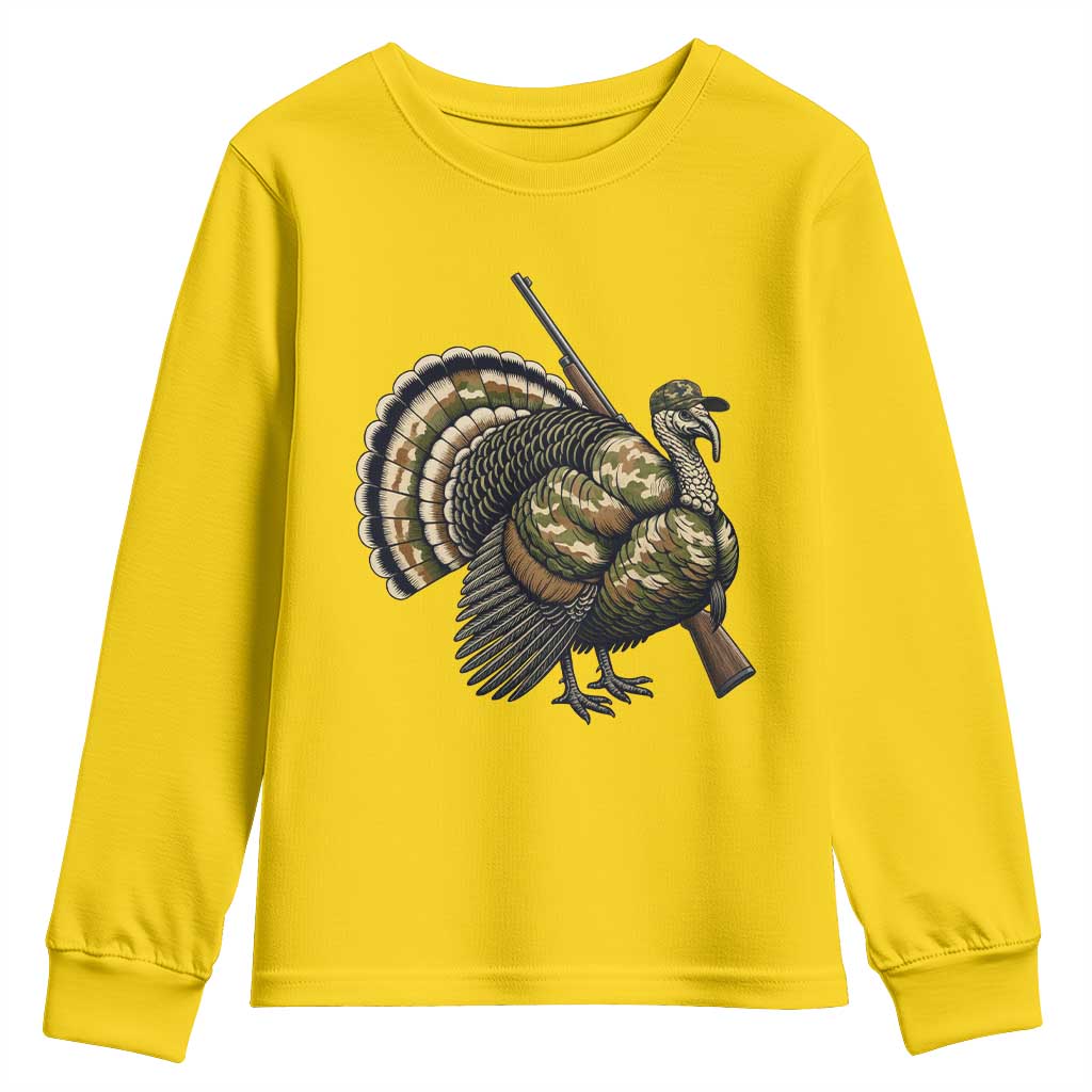 Funny Camo Turkey Hunter Rifle Gift Youth Sweatshirt TS12 Daisy Print Your Wear
