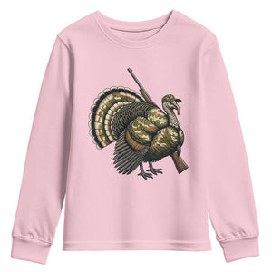 Funny Camo Turkey Hunter Rifle Gift Youth Sweatshirt TS12 Light Pink Print Your Wear