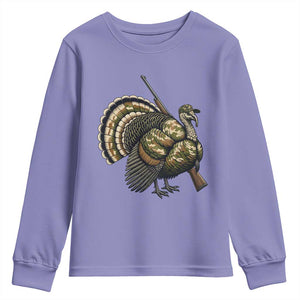 Funny Camo Turkey Hunter Rifle Gift Youth Sweatshirt TS12 Violet Print Your Wear