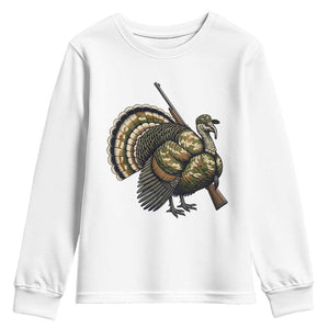 Funny Camo Turkey Hunter Rifle Gift Youth Sweatshirt TS12 White Print Your Wear