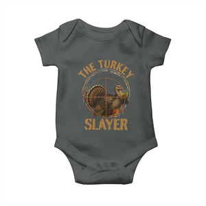 The Turkey Slayer Baby Onesie Funny Hunting Season Gift TS12 Dark Heather Print Your Wear