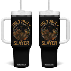 The Turkey Slayer Tumbler With Handle Funny Hunting Season Gift TS12 One Size: 40 oz Black Print Your Wear