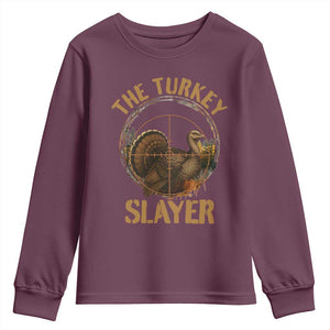 The Turkey Slayer Youth Sweatshirt Funny Hunting Season Gift TS12 Maroon Print Your Wear