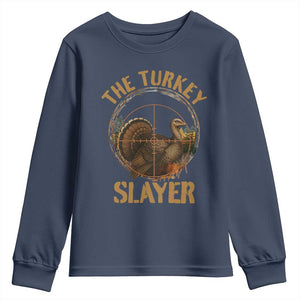 The Turkey Slayer Youth Sweatshirt Funny Hunting Season Gift TS12 Navy Print Your Wear
