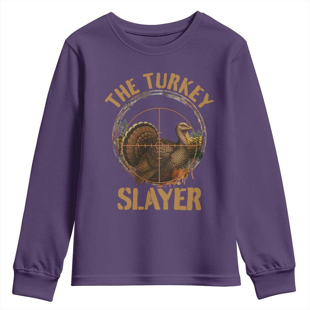 The Turkey Slayer Youth Sweatshirt Funny Hunting Season Gift TS12 Purple Print Your Wear