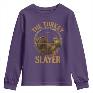 The Turkey Slayer Youth Sweatshirt Funny Hunting Season Gift TS12 Purple Print Your Wear