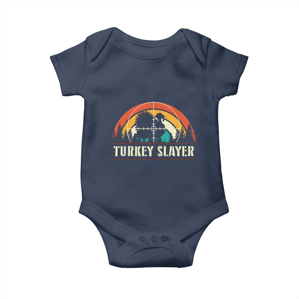 Turkey Slayer Baby Onesie Vintage Sunset Hunting Season Gift TS12 Navy Print Your Wear