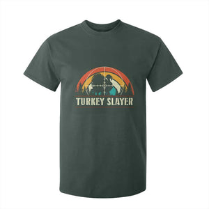 Turkey Slayer T Shirt For Kid Vintage Sunset Hunting Season Gift TS12 Dark Forest Green Print Your Wear