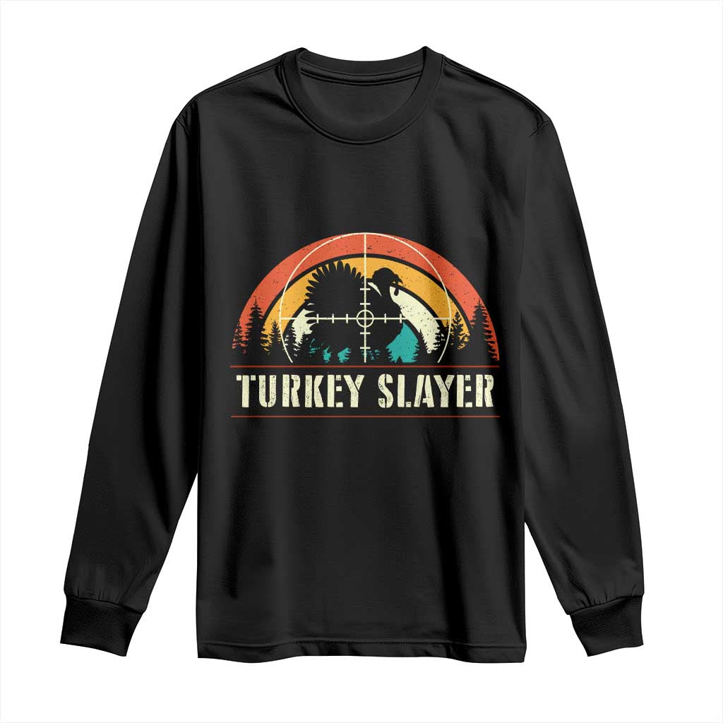 Turkey Slayer Long Sleeve Shirt Vintage Sunset Hunting Season Gift - Print Your Wear