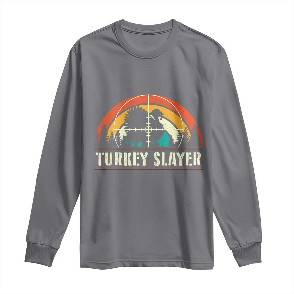 Turkey Slayer Long Sleeve Shirt Vintage Sunset Hunting Season Gift TS12 Charcoal Print Your Wear