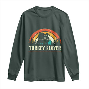 Turkey Slayer Long Sleeve Shirt Vintage Sunset Hunting Season Gift TS12 Dark Forest Green Print Your Wear