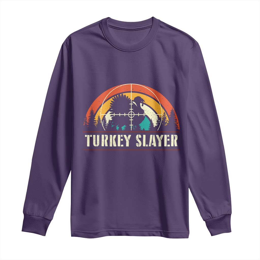 Turkey Slayer Long Sleeve Shirt Vintage Sunset Hunting Season Gift TS12 Purple Print Your Wear