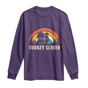 Turkey Slayer Long Sleeve Shirt Vintage Sunset Hunting Season Gift TS12 Purple Print Your Wear