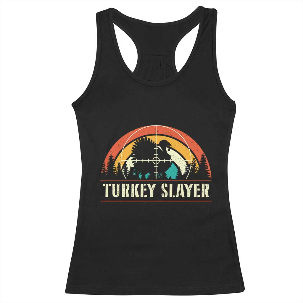 Turkey Slayer Racerback Tank Top Vintage Sunset Hunting Season Gift - Print Your Wear