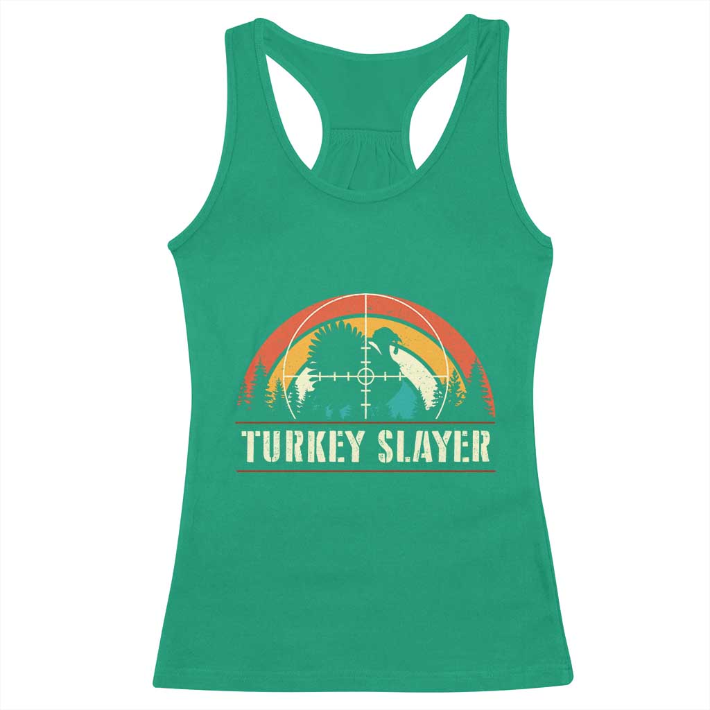 Turkey Slayer Racerback Tank Top Vintage Sunset Hunting Season Gift TS12 Irish Green Print Your Wear