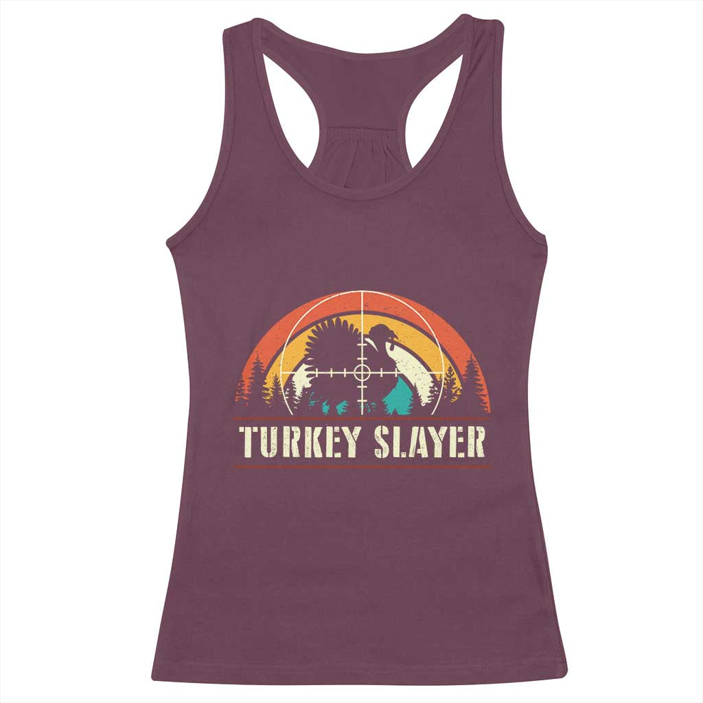 Turkey Slayer Racerback Tank Top Vintage Sunset Hunting Season Gift TS12 Maroon Print Your Wear