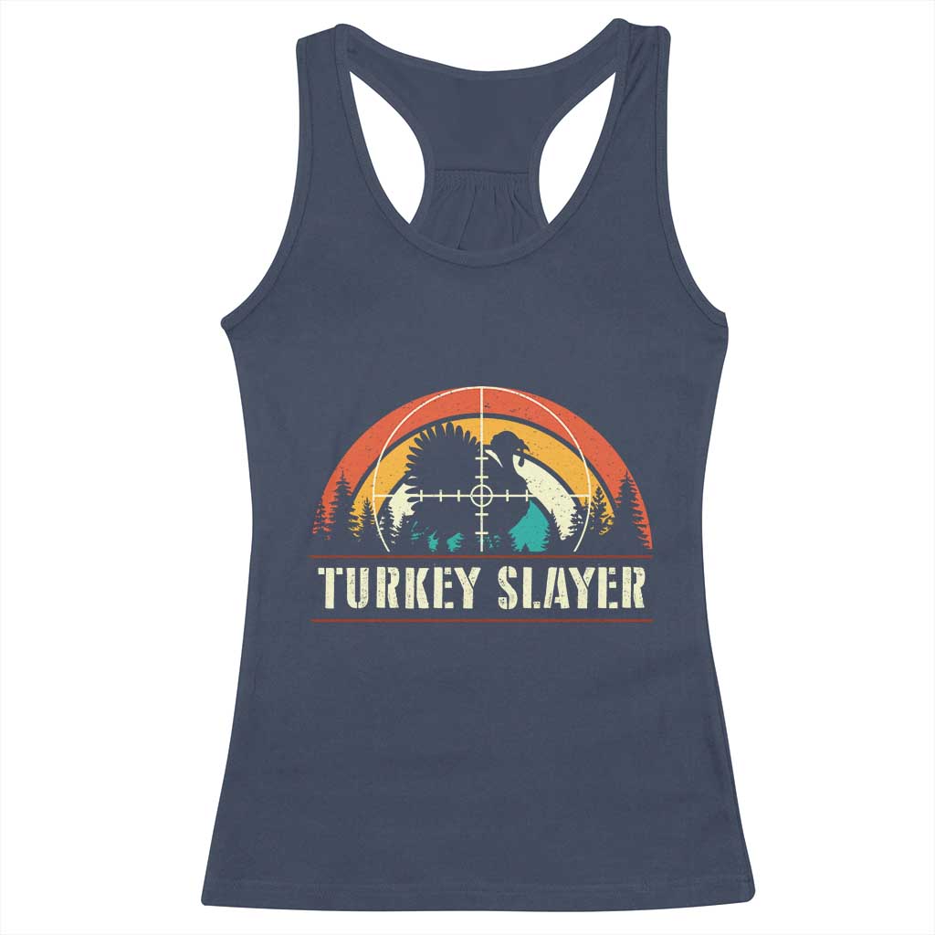 Turkey Slayer Racerback Tank Top Vintage Sunset Hunting Season Gift TS12 Navy Print Your Wear