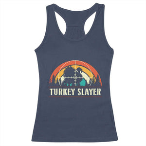 Turkey Slayer Racerback Tank Top Vintage Sunset Hunting Season Gift TS12 Navy Print Your Wear