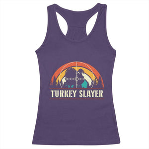 Turkey Slayer Racerback Tank Top Vintage Sunset Hunting Season Gift - Print Your Wear