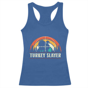 Turkey Slayer Racerback Tank Top Vintage Sunset Hunting Season Gift - Print Your Wear