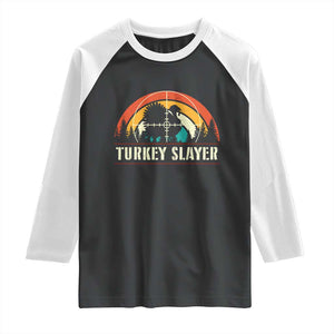 Turkey Slayer Raglan Shirt Vintage Sunset Hunting Season Gift TS12 Black White Print Your Wear