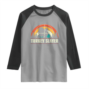 Turkey Slayer Raglan Shirt Vintage Sunset Hunting Season Gift TS12 Sport Gray Black Print Your Wear