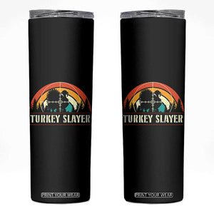 Turkey Slayer Skinny Tumbler Vintage Sunset Hunting Season Gift TS12 Black Print Your Wear