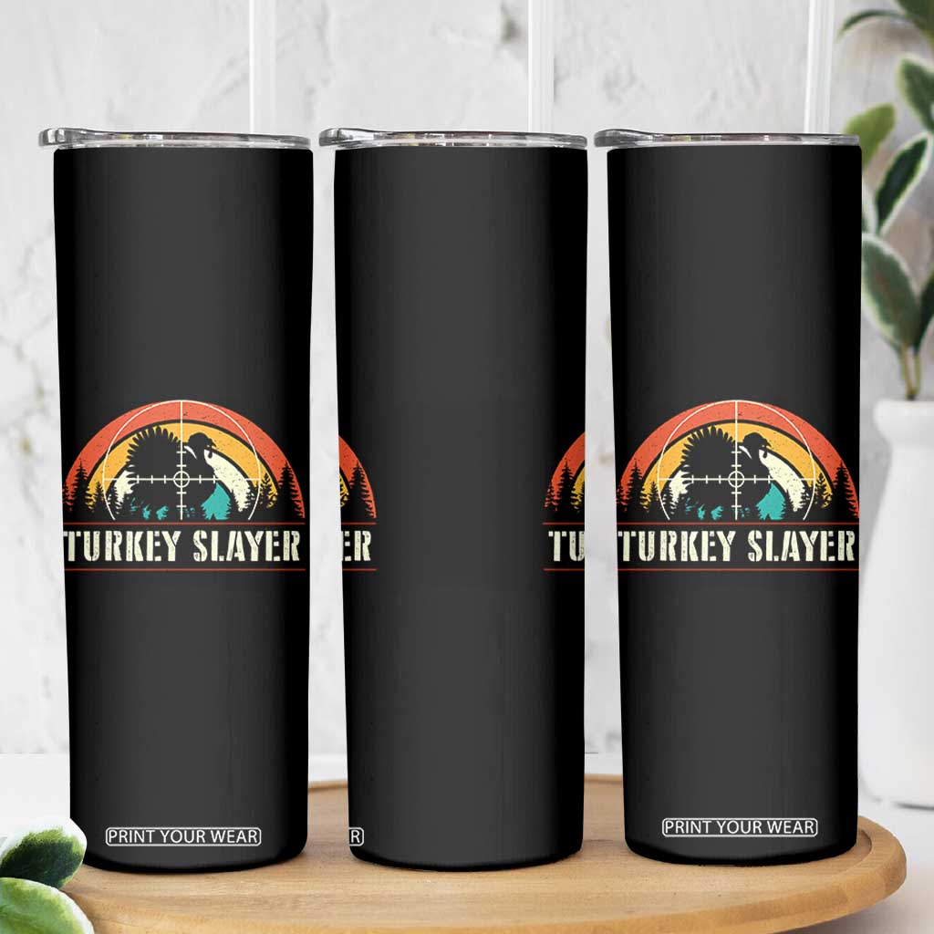 Turkey Slayer Skinny Tumbler Vintage Sunset Hunting Season Gift TS12 Print Your Wear