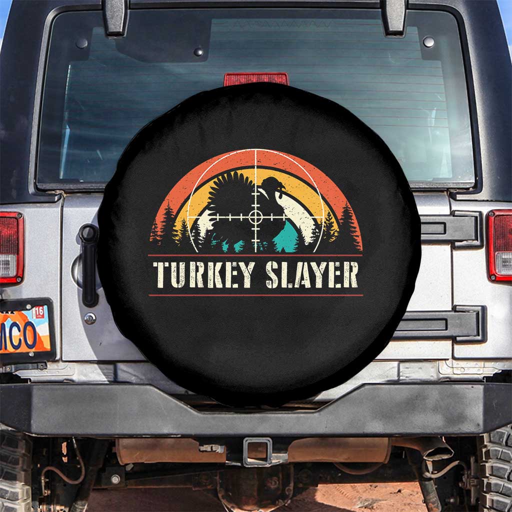 Turkey Slayer Spare Tire Cover Vintage Sunset Hunting Season Gift TS12 No hole Black Print Your Wear
