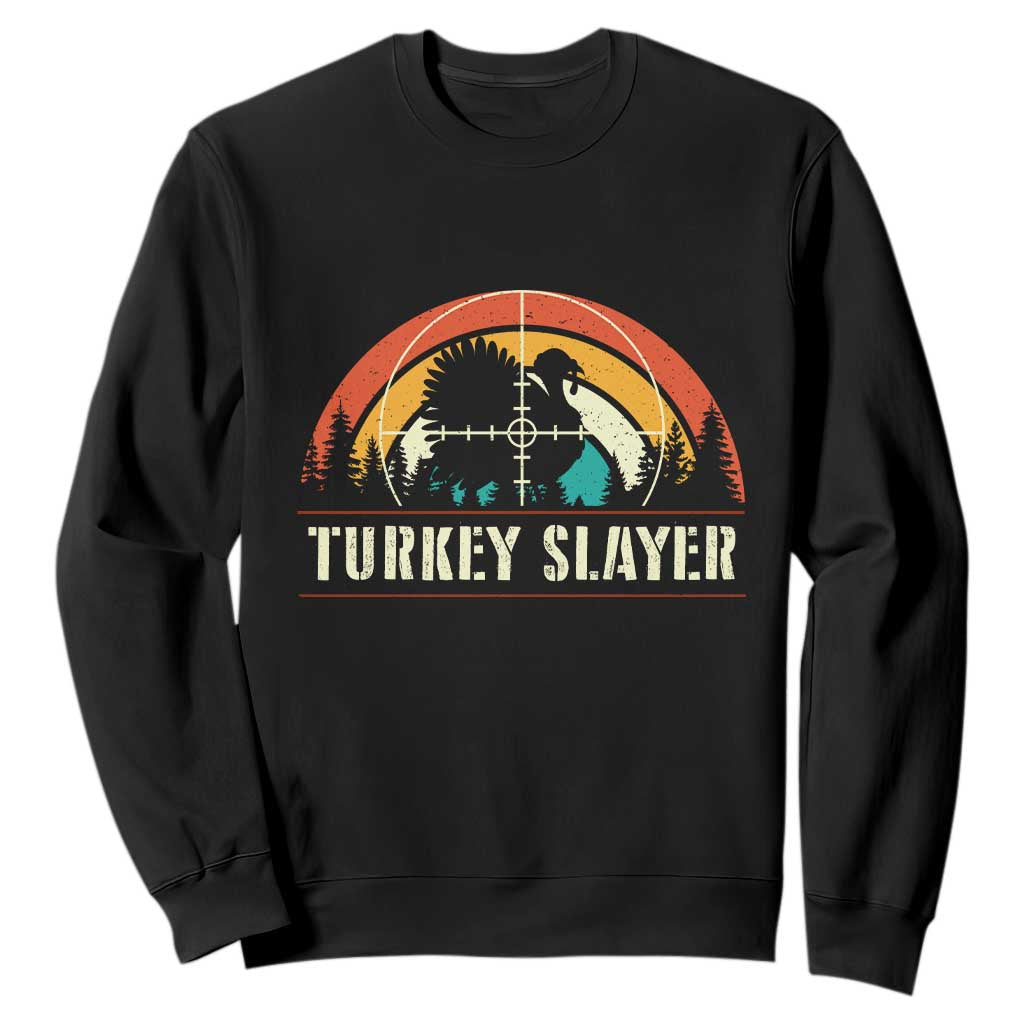 Turkey Slayer Sweatshirt Vintage Sunset Hunting Season Gift TS12 Black Print Your Wear