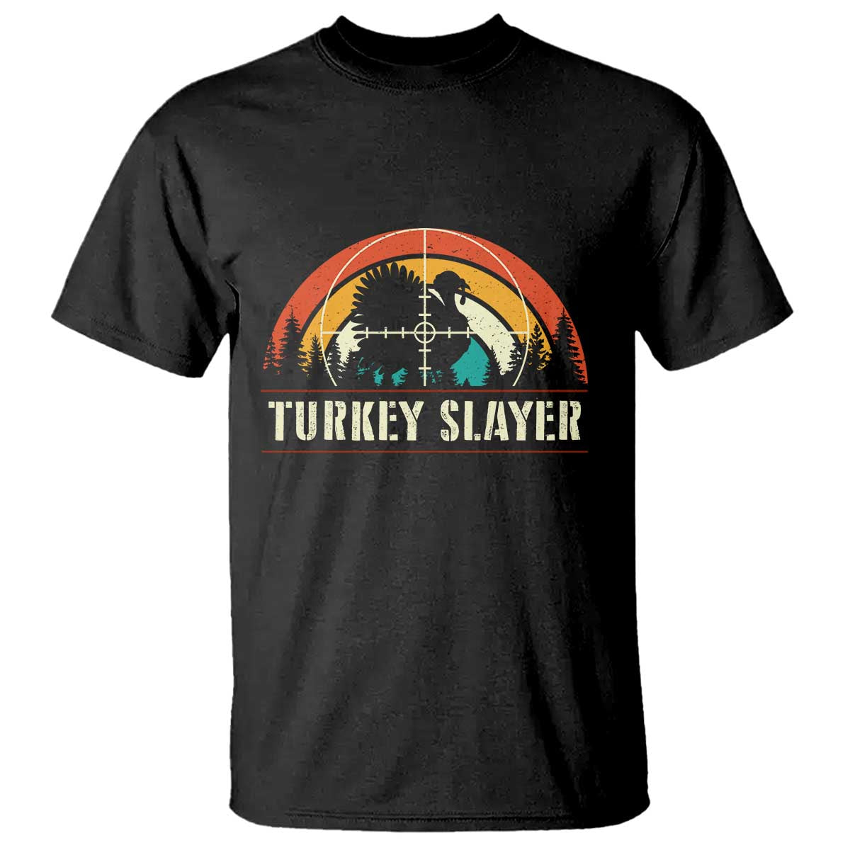 Turkey Slayer T Shirt Vintage Sunset Hunting Season Gift TS12 Black Print Your Wear