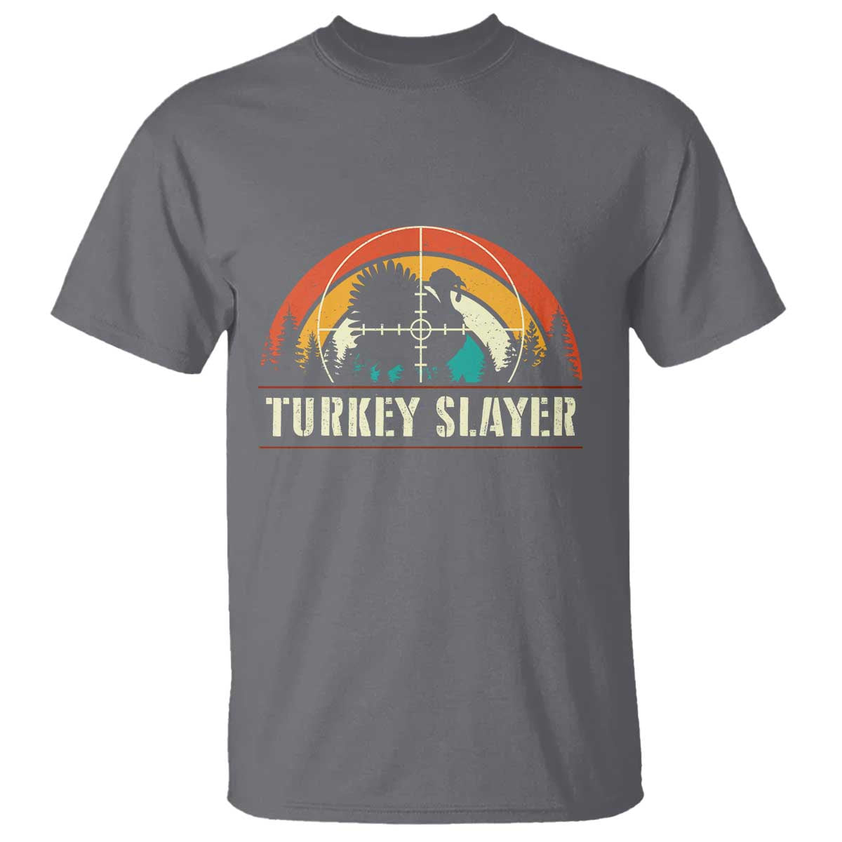 Turkey Slayer T Shirt Vintage Sunset Hunting Season Gift TS12 Charcoal Print Your Wear