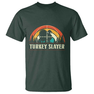 Turkey Slayer T Shirt Vintage Sunset Hunting Season Gift TS12 Dark Forest Green Print Your Wear